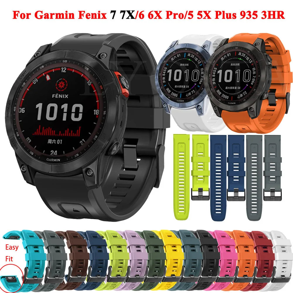 

Ремешок силиконовый для Garmin Fenix 7 7X 5X 6 6X Pro Easyfit, быстросъемный браслет для наручных часов Fenix 5 6 Pro 935, 26 22 мм