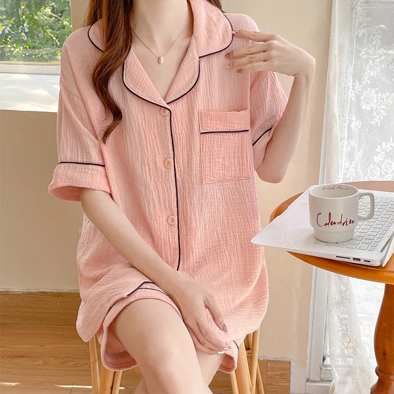 2023 Summer New Ladeis Sweet Candy Color Cotton Sleepwear Pajamas Set Short Sleeve and Pants Women Cute Homewear Casual Wear
