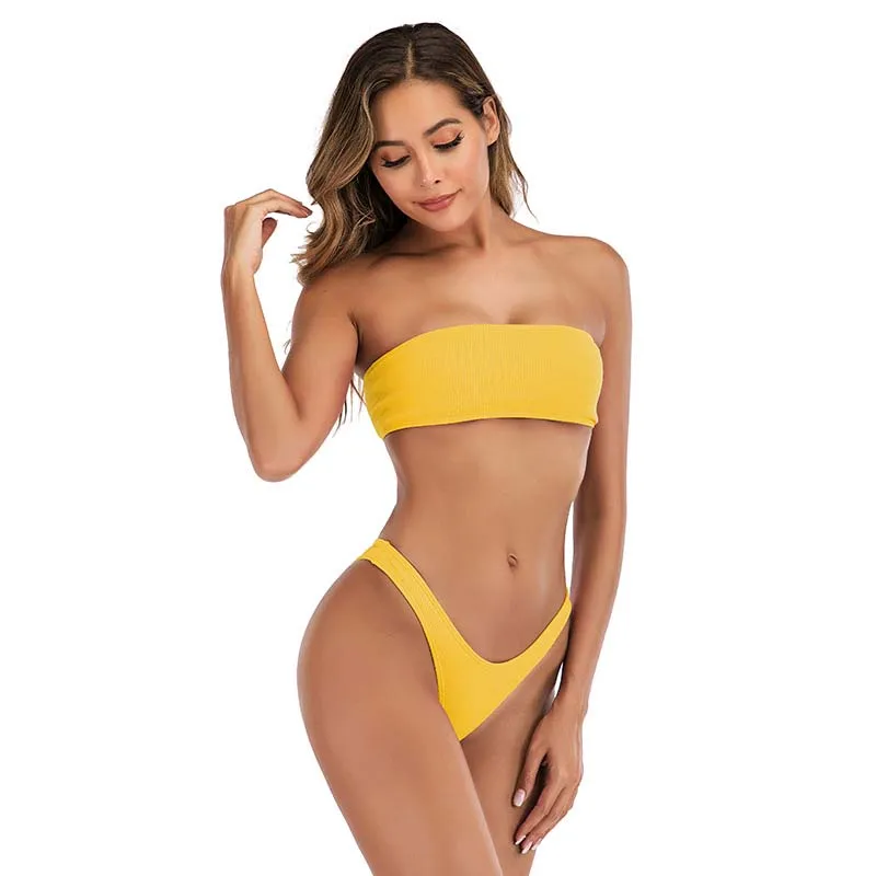 Bikini Brazilian Women's Bikini Low Waisted Tummy Control Two Piece Swimsuit Swimwear Maillot Bain Femme