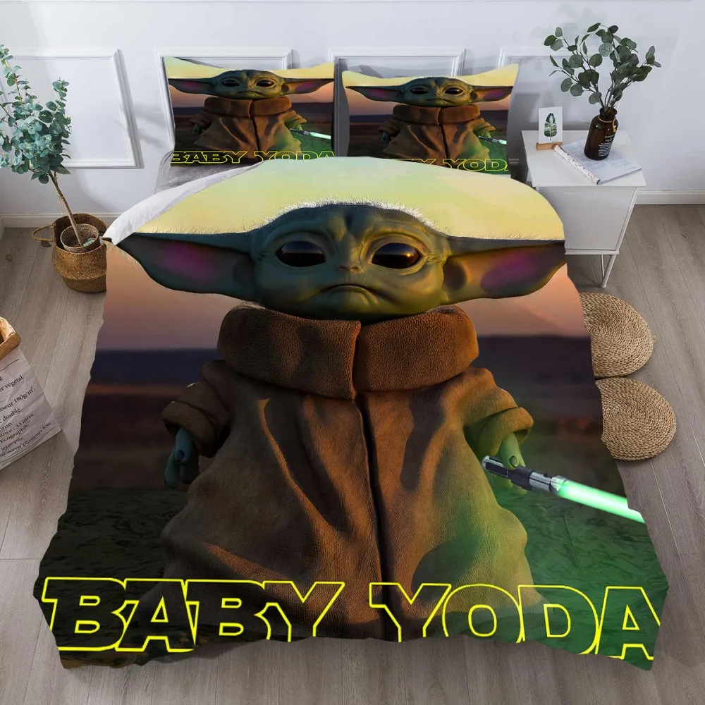 

3D Cartoon Star Wars Yoda Baby Bedding Set Home Textile For Boys Gift Single Queen King Disney Duvet Cover Sets