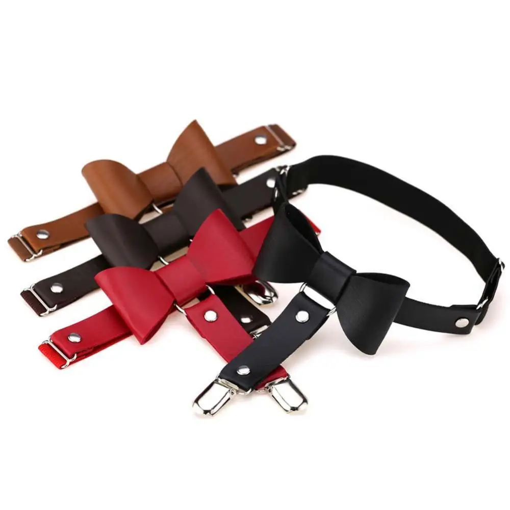 

Bowknot Solid Color Faux Leather Punk Garter Belt Women Elastic Leg Thigh Ring