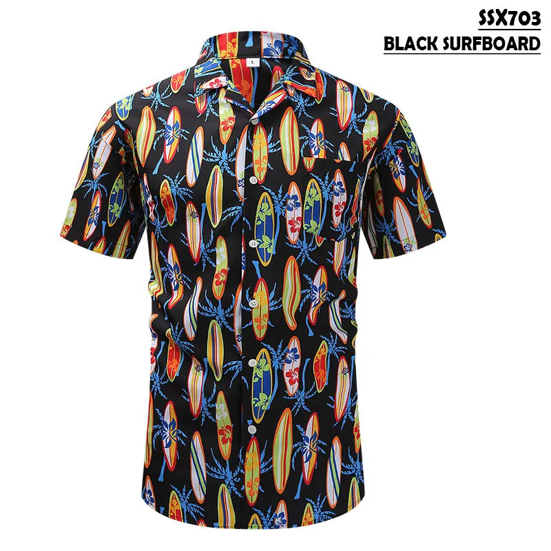 Men Short Sleeve Shirt Summer Floral Print Shirt Fashion Beachwear Shirts Tops Flower Men's Shirts Hawaiian Shirt Korean Clothes