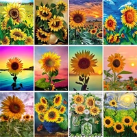 gatyztory diy frame painting by number kits summer sunflower picture by numbers kits 60x75cm diy craft acrylic paint home deco