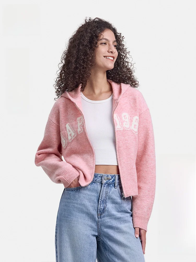  Женская одежда 2024 осенний новый жаккардовый капюшон с буквенным логотипом