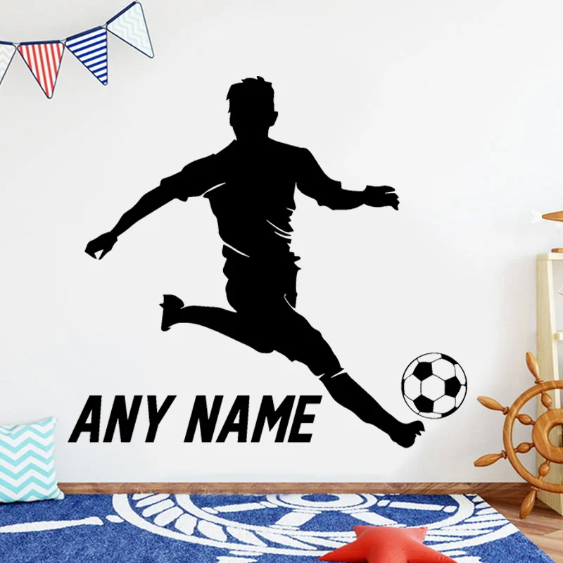 

Personalized Football Player Name Wall Sticker Vinyl Interior Home Decoration Boy Teens Room Soccer Club Decor Decals Mural G010