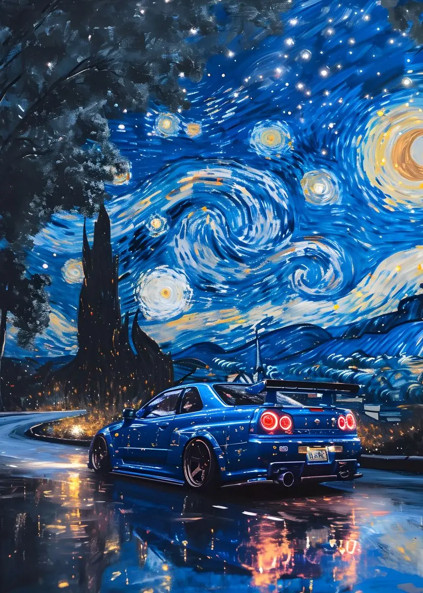 

Плакат "Японский Автомобиль GTR R35 Ночной Луна Звездное Небо"