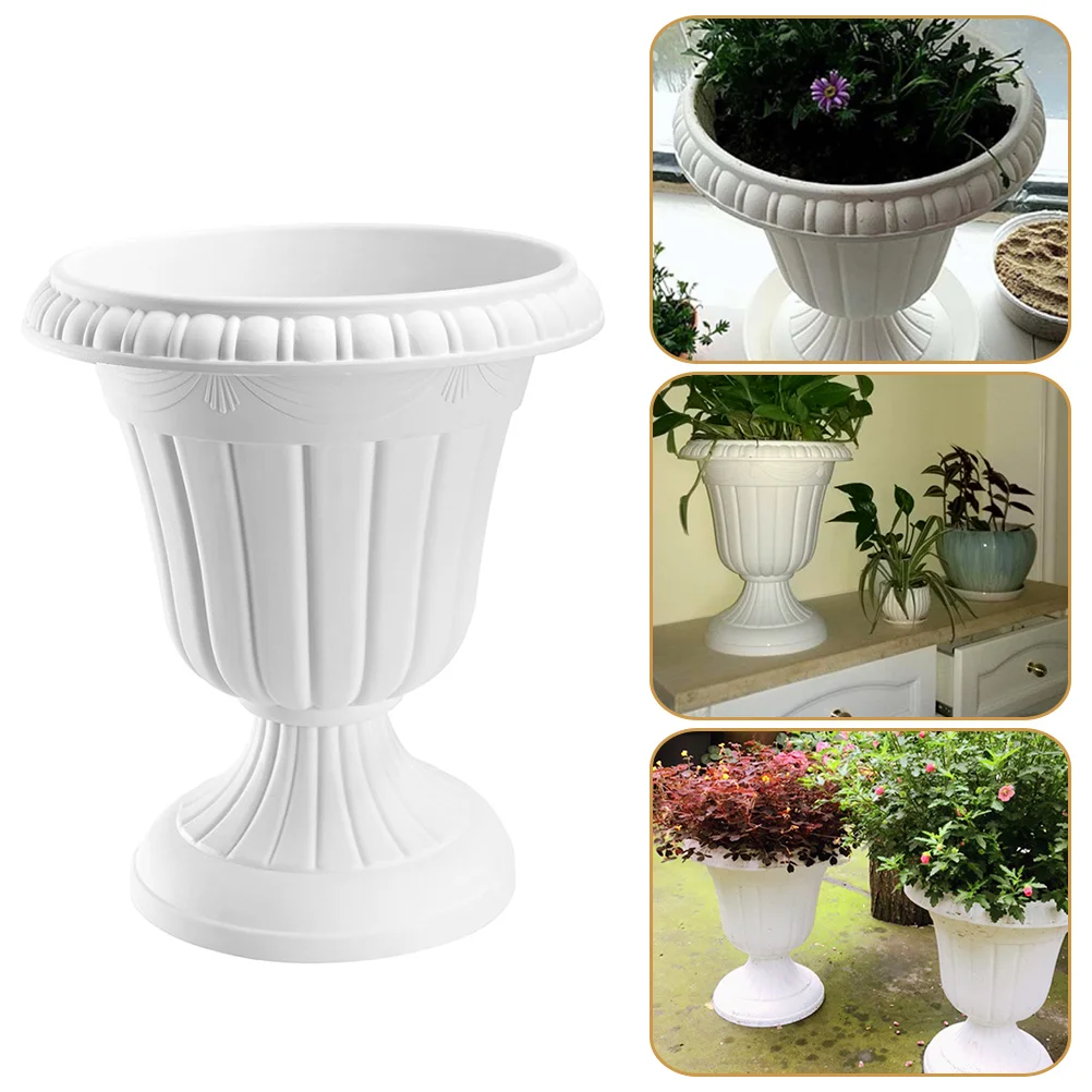 

Urn Garden Pots Pillar Flowerpot Desk Topper Vase Bowl Column White Holder Outdoor Tall Planter Decorative