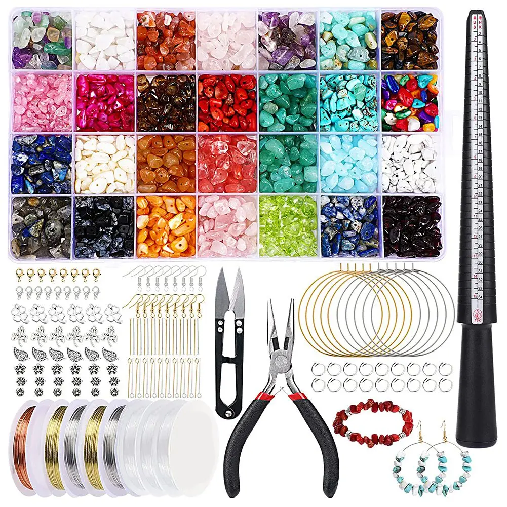 

Natural Irregular Chip Stone Jewelry Stone Crystal Ring Earring Making Kit Ring Size Mandrel for Jewelry DIY Craft