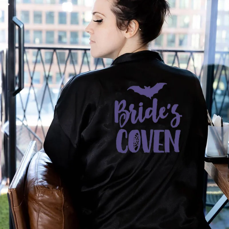 

Halloween Day of the Dead Wedding Spooky Witchy Bridal shower bachelorette Party October Gothic Bride to be bridesmaid Gift robe