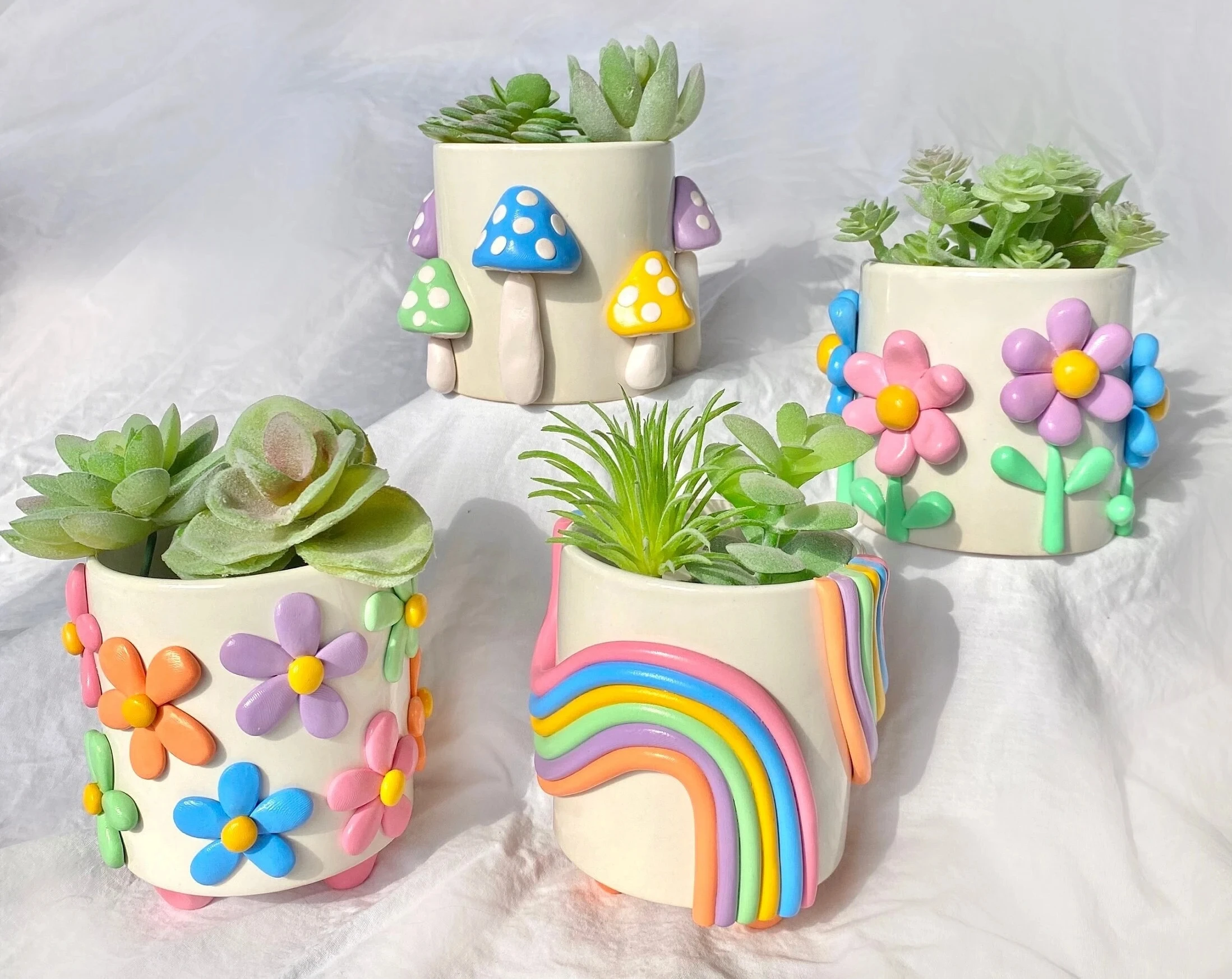 

Retro Eclectic Colorful Planters/ Cute Ceramic Planter/ Rainbow Pot Planter/ Modern ceramic planter/ Boho home decor/ plant lady