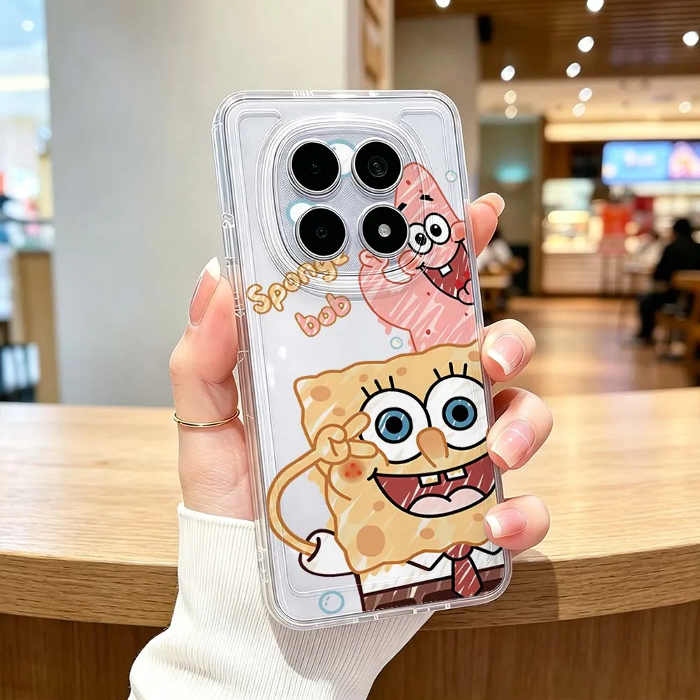 Фото Мультяшный милый чехол с Спанч Бобом для Xiaomi POCO X7 X6 X5 F7 F6 F5 F4 M8 M6 C85 C71 Pro, прозрачный защитный чехол для телефона. №4