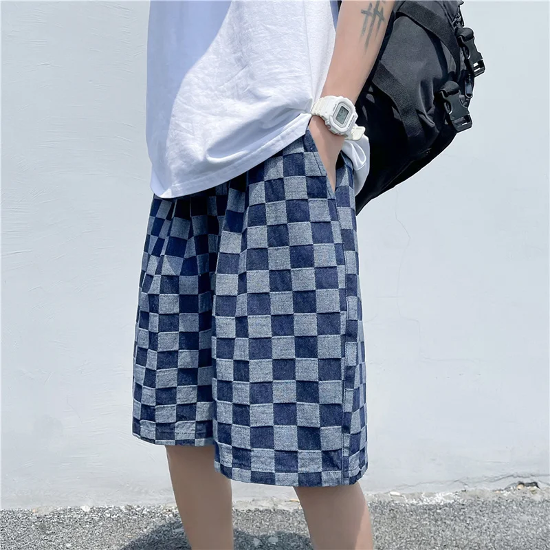 

Шорты мужские в клетку, повседневные короткие штаны с принтом, уличная одежда, спортивные для бега, лето 2023