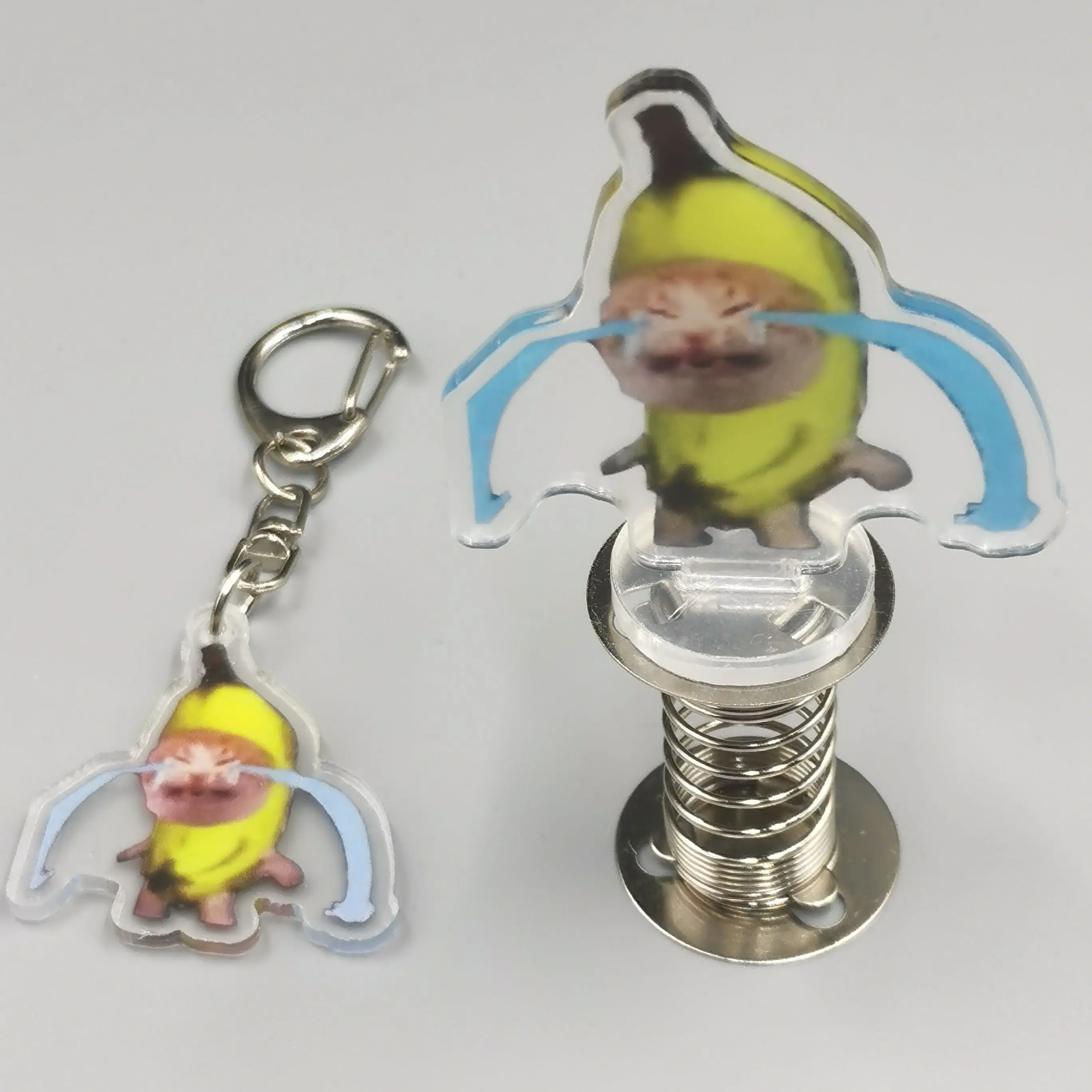 2023 New Fun Cute Happy Cat Banana Cat Pendant Car Key Chain Spring Model Car Decorated With Student Gifts