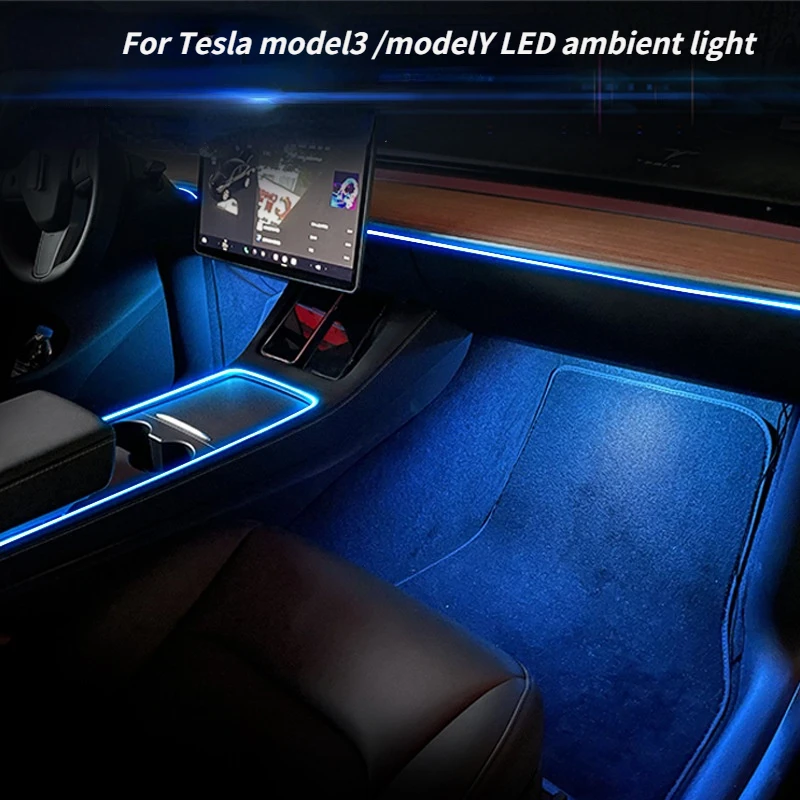

Для Tesla Model 3 Y, интерьер автомобиля, неоновый телефон, центральная консоль, приборная панель, фотонастроение, управление через приложение, св...