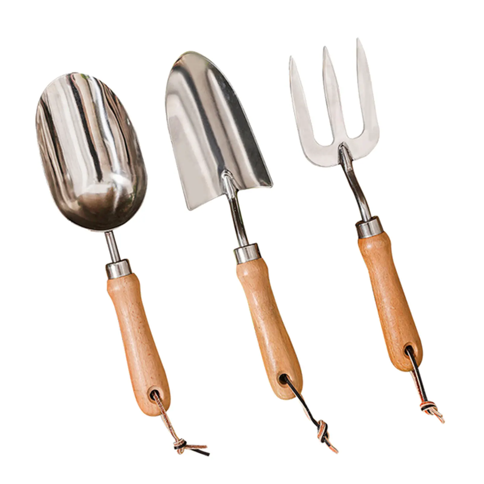 

3pcs Handheld Shovel Fork Non Slip Hanging With Lanyard Garden Tool Set Home Multifunctional DIY Stainless Steel Portable