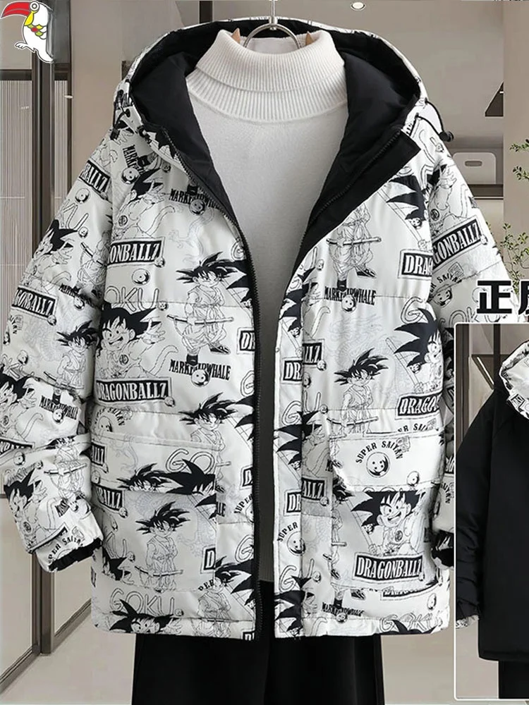 Woodpecker Double-Sided Wear Hood Cotton-Padded Coat Men's Autumn and Winter New Youth Student Thickened Warm Fashion Brand O...