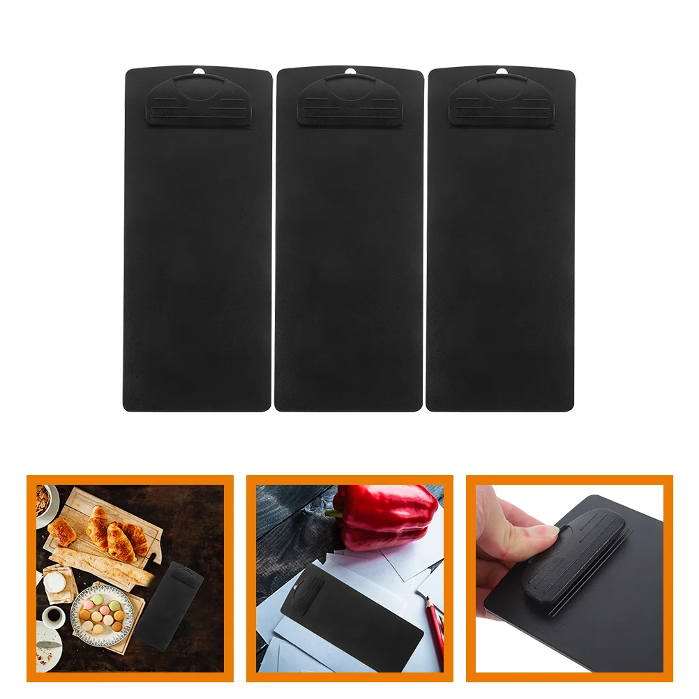 

3 Pcs Bill Folder Menu Bills Clipboard Plastic File Students Writing Boards Black Abs Resin Clips Nurse Office Folders