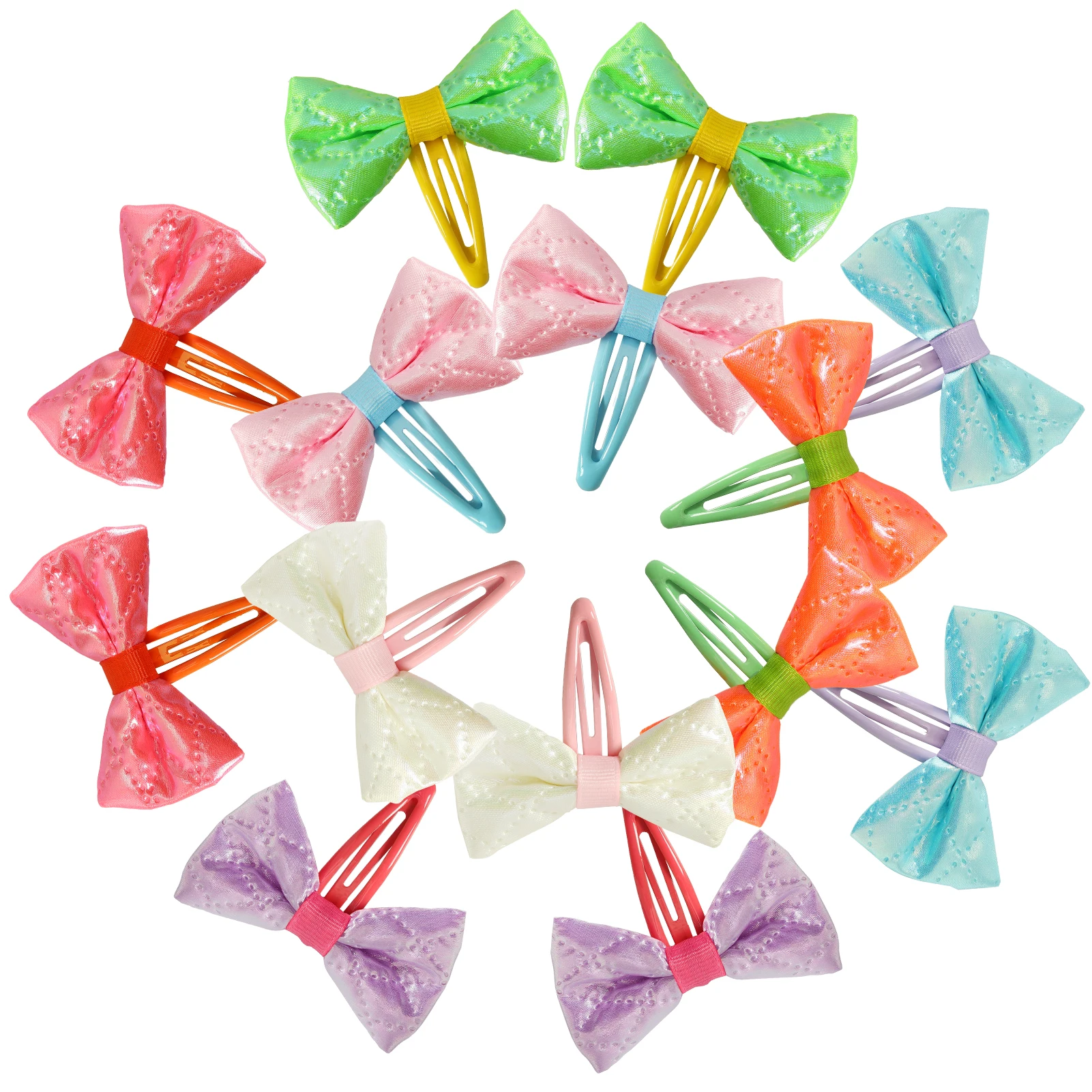

14 Pc 7 Pair Cute Mini Bow Hairpin Fluorescent Color BB Glitter Hair Clips for Baby Girls Hairpins Hair Styling Tool Wholesale