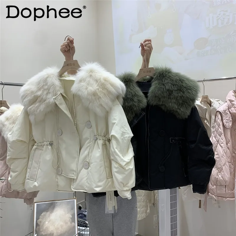 

Big Fur Collar Down Jacket 2023 New Winter Fairy Popular Short Fashion Design Jacket Winter Clothes Women's Top Outwear Coats