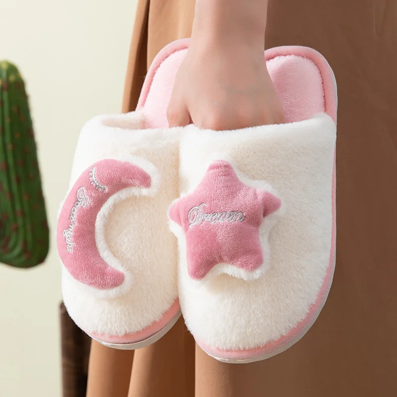 New Winter Anti-Skid Cotton Slippers Design Women Fluffy Funny Warm Plush Ladies' Slides Indoor Cartoon Floor Memory Foam Shoes