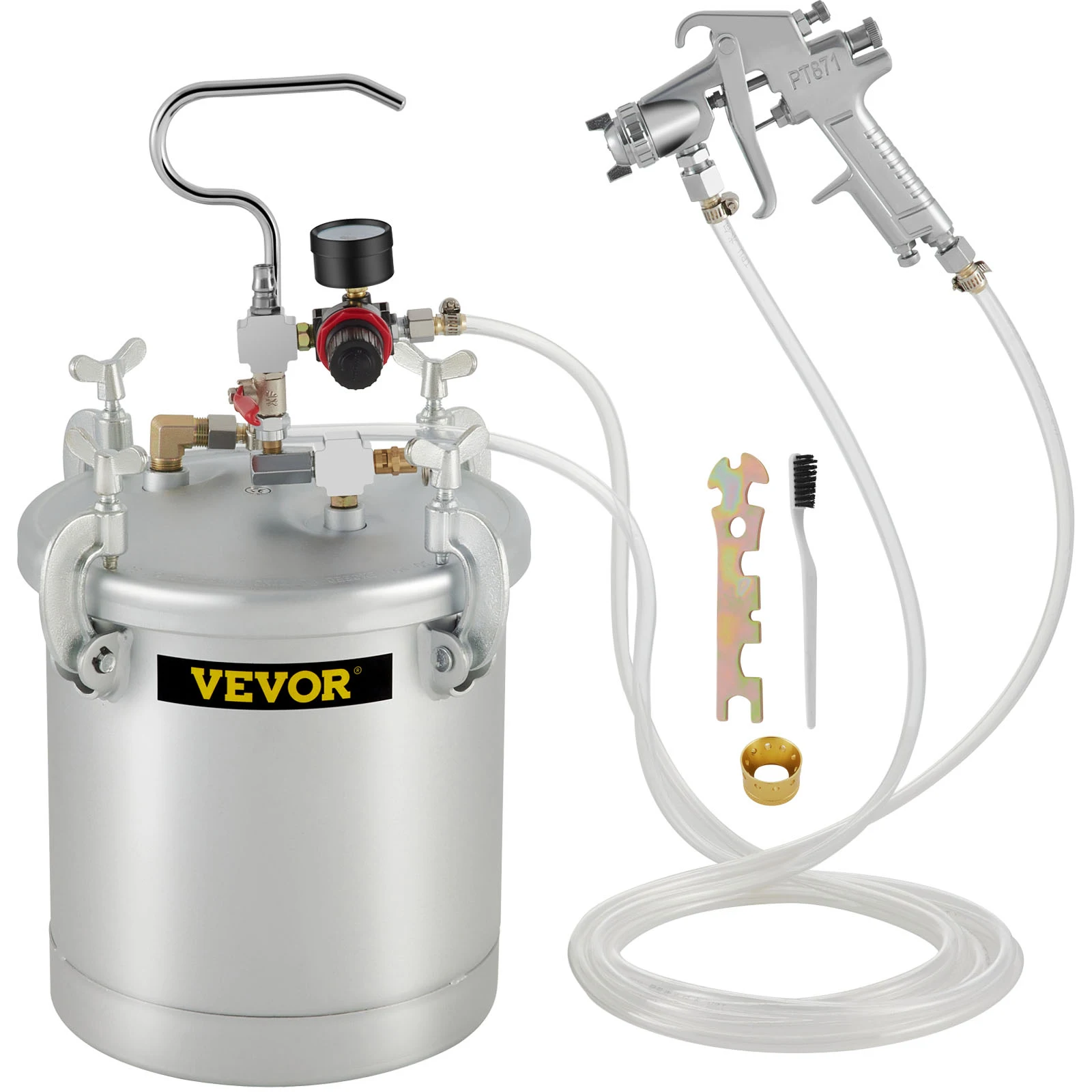 VEVOR High Pressure Paint Pot 10L 15L Sprayer Tank W/ Spray Gun & Hose for Home Industrial Commercial Painting Spraying Coating