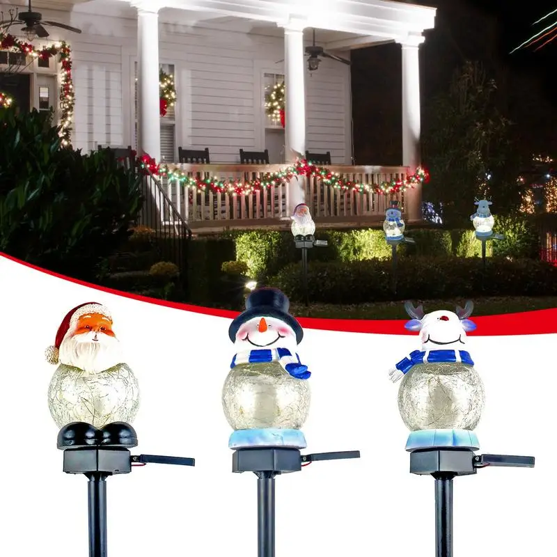 

Solar Garden Lights Stake Outdoor Waterproof Christmas Decoration Santa And Snowman Reindeer Images Lighting For A Warm Night