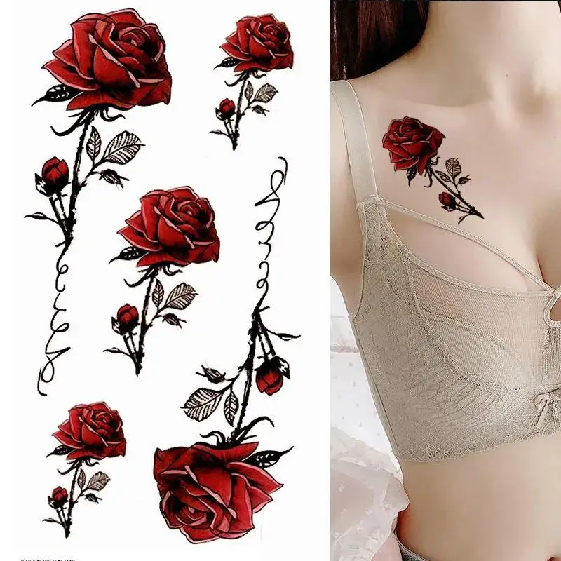 

Временная тату-Наклейка 3D, искусственная Роза, тату для женщин, цветок, скрытие шрамов, тату, фестиваль, искусство, сексуальный Тату, дешевые товары, наклейки