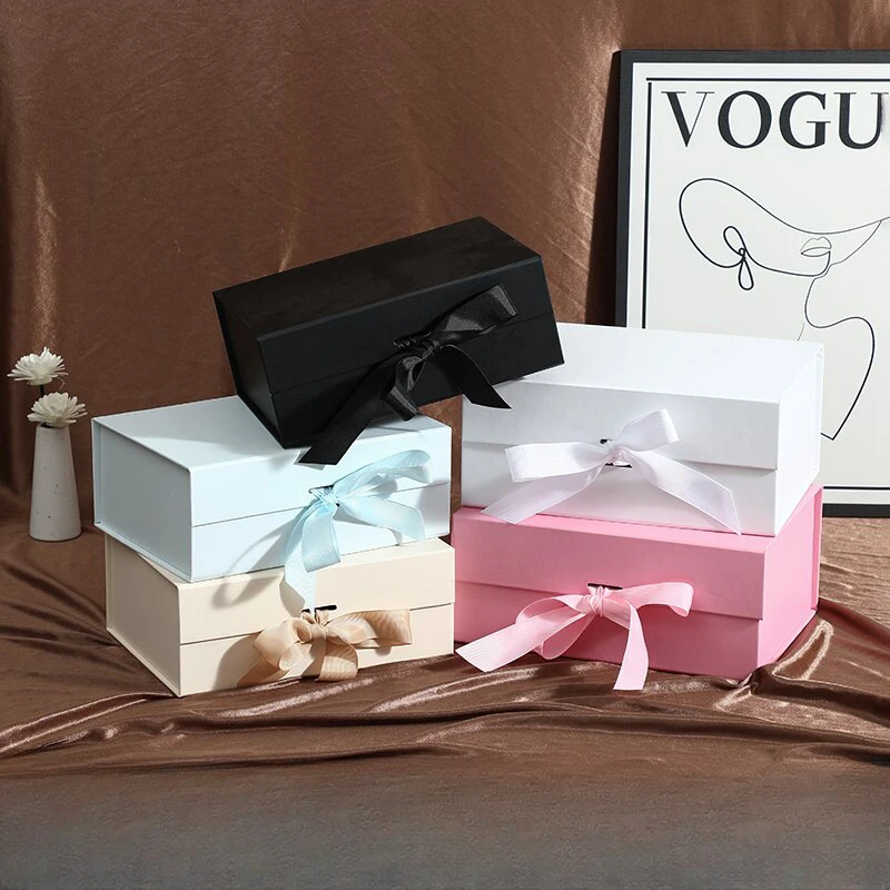 

Gift Boxes with Ribbon Collapsible Present Boxes with Lids Bridesmaid Proposal Magnetic Boxes for Birthday Celebration Weddings