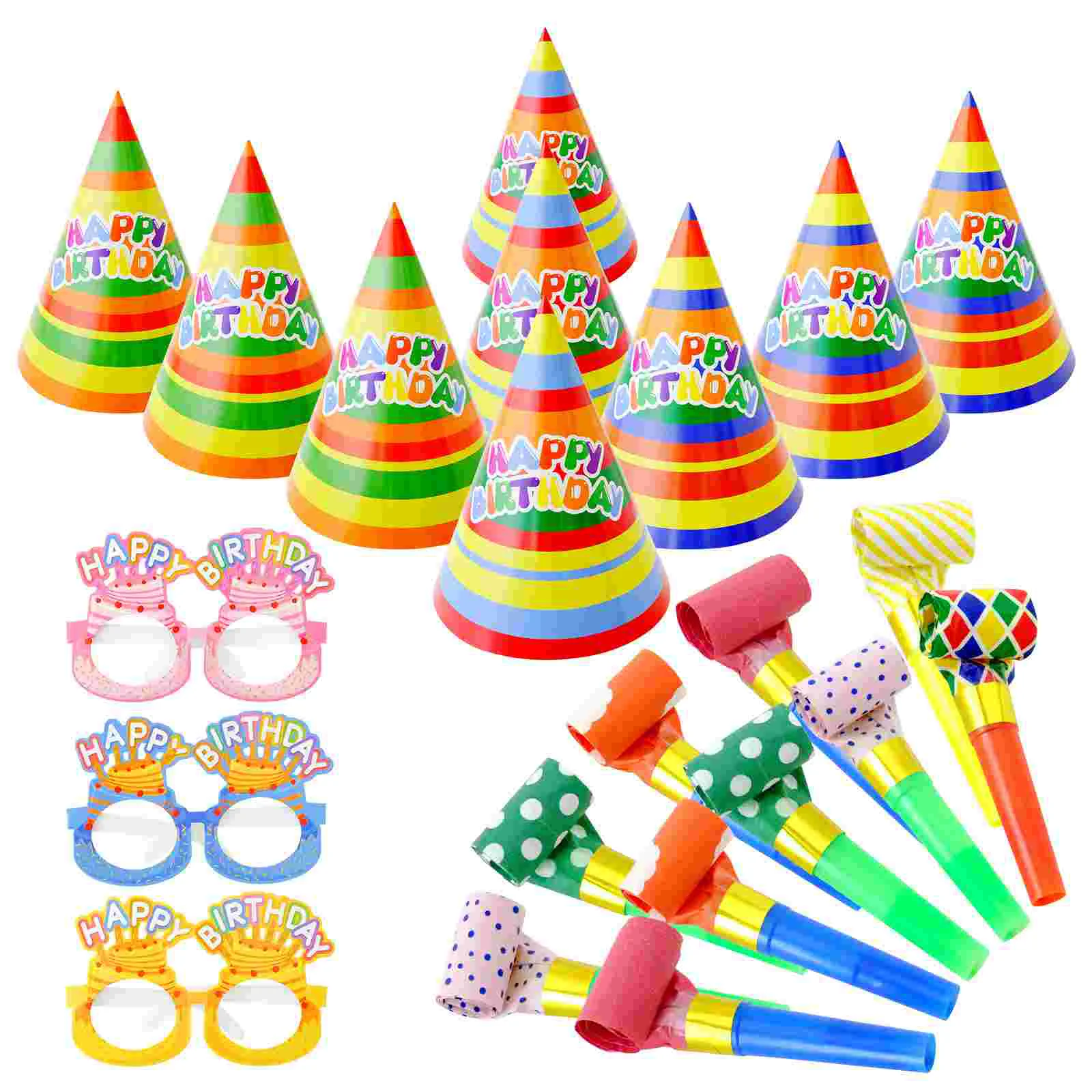 

Abaodam 1 Set Birthday Party Hats Glasses Blowouts Funny Cartoon Glasses Happy Birthday Hats Party Blowers