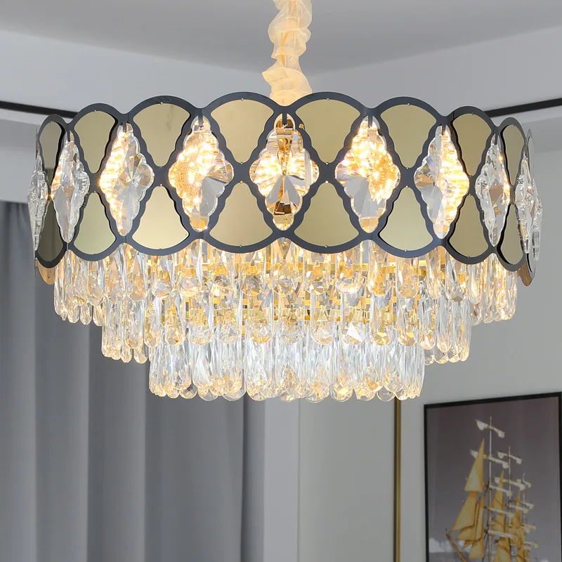 

Luxury Chandelier Crystal Lamp Living Room Dining Luminaire Simple Bedroom Atmosphere Golden Hotel Lobby Modern Hanging Light