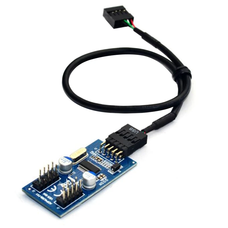 

9Pin USB Header Male 1 To 2/4 Female Extension Cable Card Desktop 9Pin USB HUB USB 2.0 9 Pin Connector Adapter