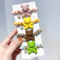 cute bear furry elastic hair bands korean lovely colorful headbands rope tie holder for women girls hair accessories
