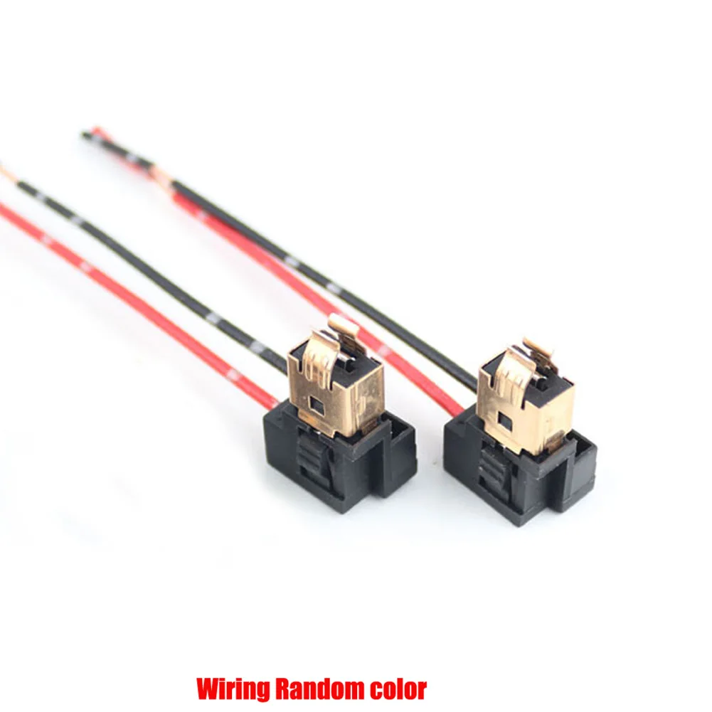 

2pcs H1 H3 Car Light Bulb Socket Crooked Plug Copper Core Double Wire Bakelite Plug Car Lamp Socket Connector Wire