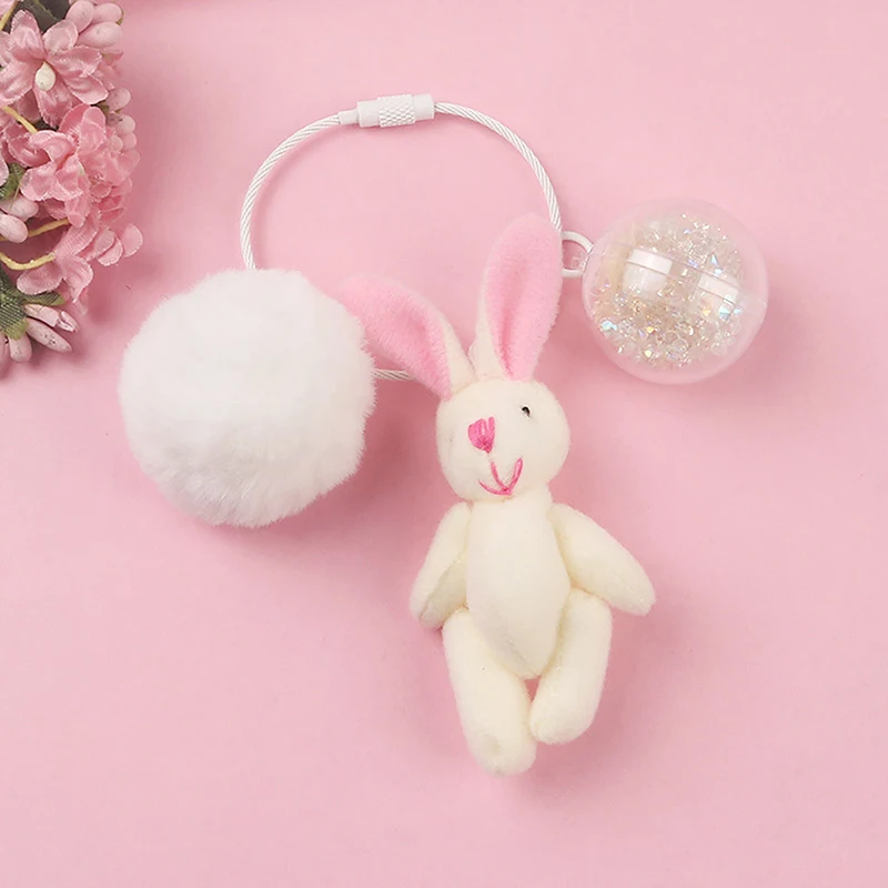 

Plush Rabbit Keychain Cute Bear Doll For Children Girl Birthday Kid Gift Earphone Cover Pendant Bag Accessories Soft Cotton Toy