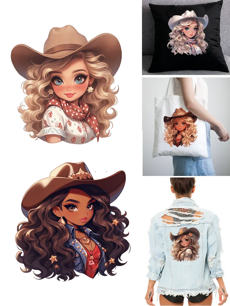 Наклейки COWGIRL в стиле ретро нашивки сделай сам для девочек полосатые Аппликации