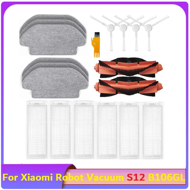 

Robot Main Side Brush Washable Hepa Filter Mop Pad Plastic+Microfiber As Shown For Xiaomi Robot Vacuum S12 B106GL