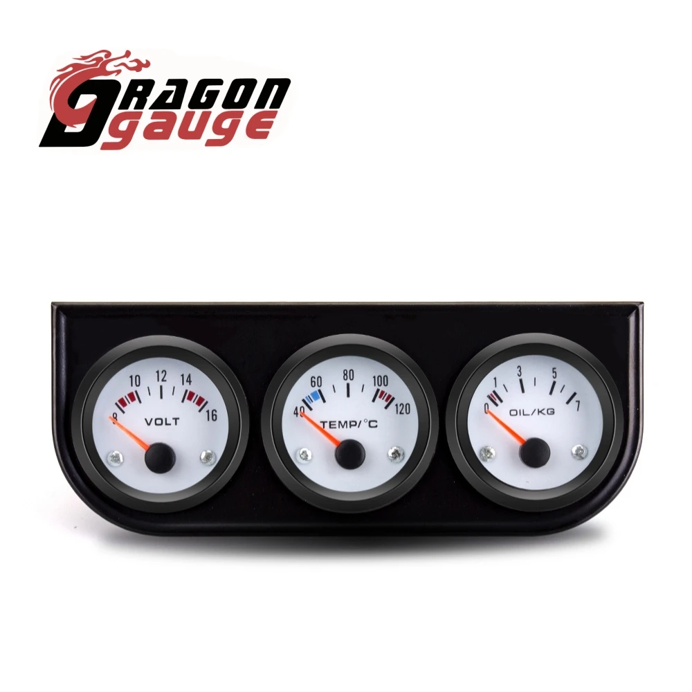 Манометр DRAGON 52 мм Автомобильный 3-в-1 вольтметр измеритель температуры воды и