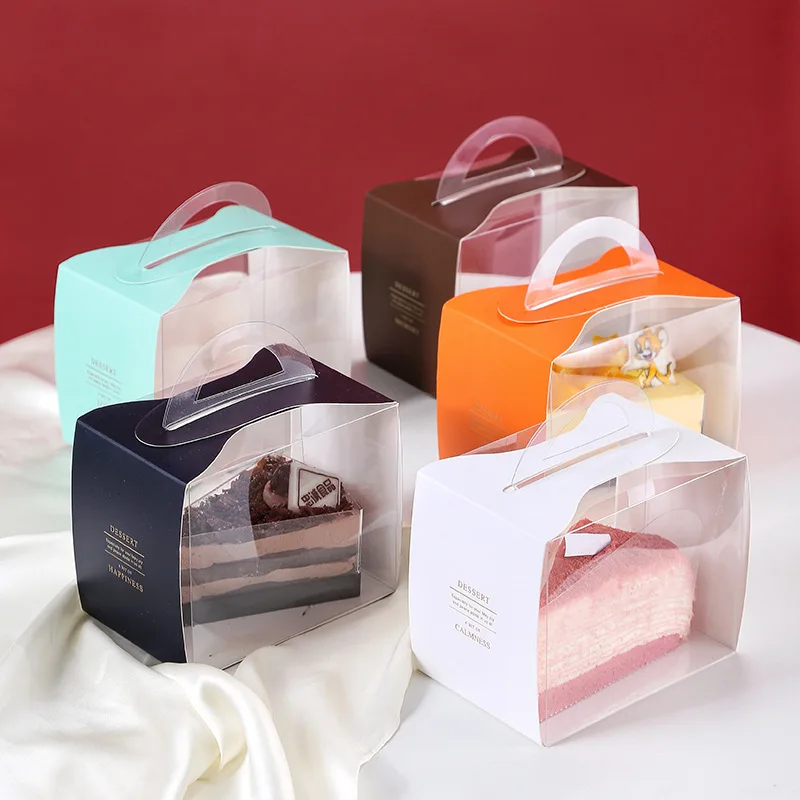 50PCS Cake Cutting Packaging Box, Pastry Packaging Box, Mousse Cutting Portable Box, Dessert, French Pastry Packaging Box