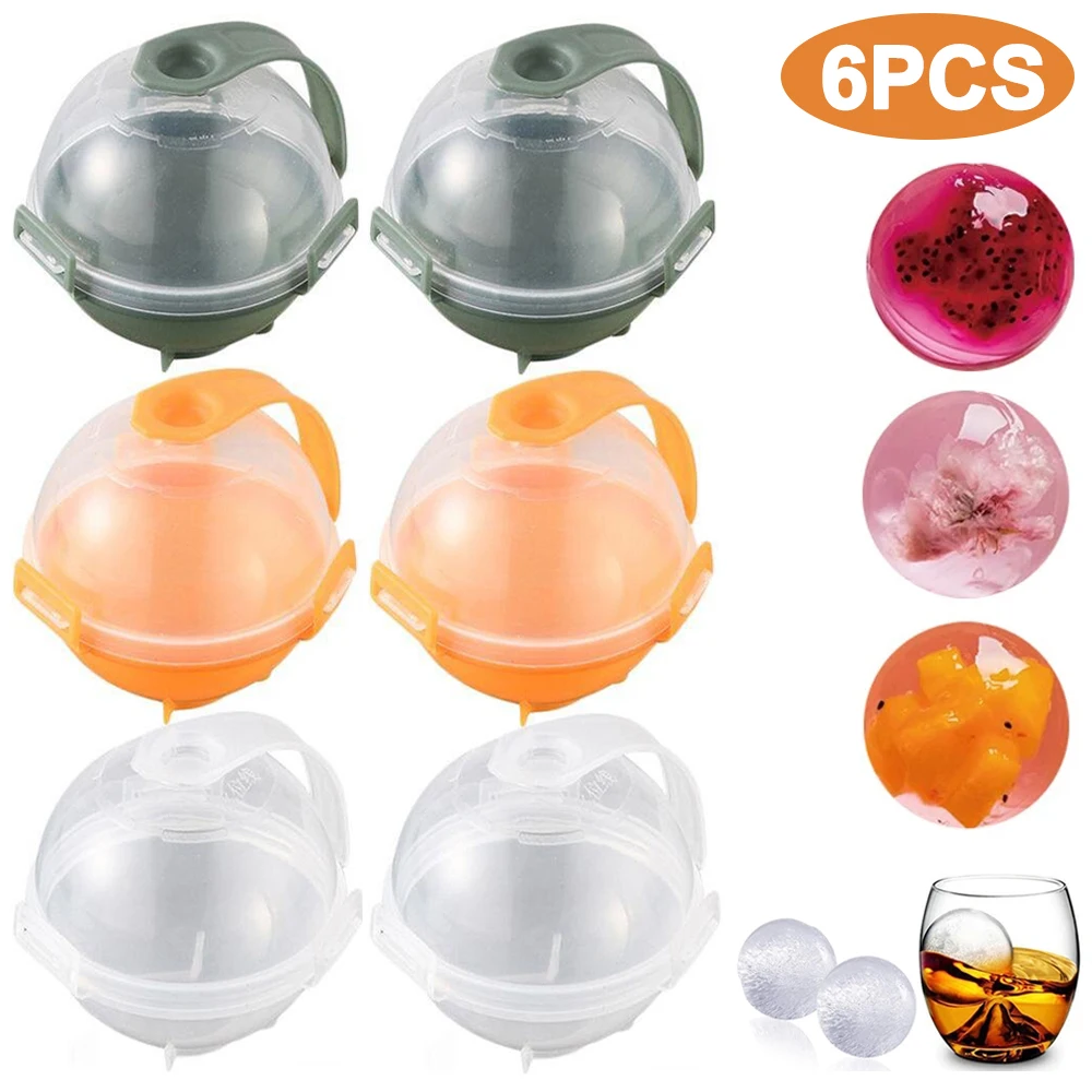

3/6PCS Round Ice Balls Mold Ice Cream Bulb Maker Summer Plastic Ice Hockey Molds Bar Whisky Cocktail Drinks Ice Box Kitchen Tool