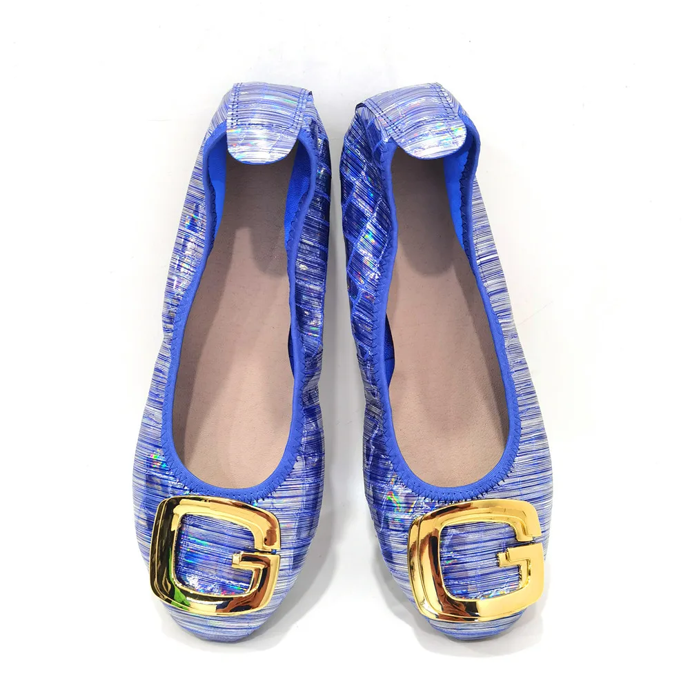 

C303 Women's Collapsible Ballet Flats New Alloy Ballerina Shoes After Party Flats Dance Wedding Guests