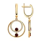 Серьги SOKOLOV из золочёного серебра с гранатами и фианитами, Серебро, 925, Женские, Серьги 2022 тренд, Оригинальная продукция