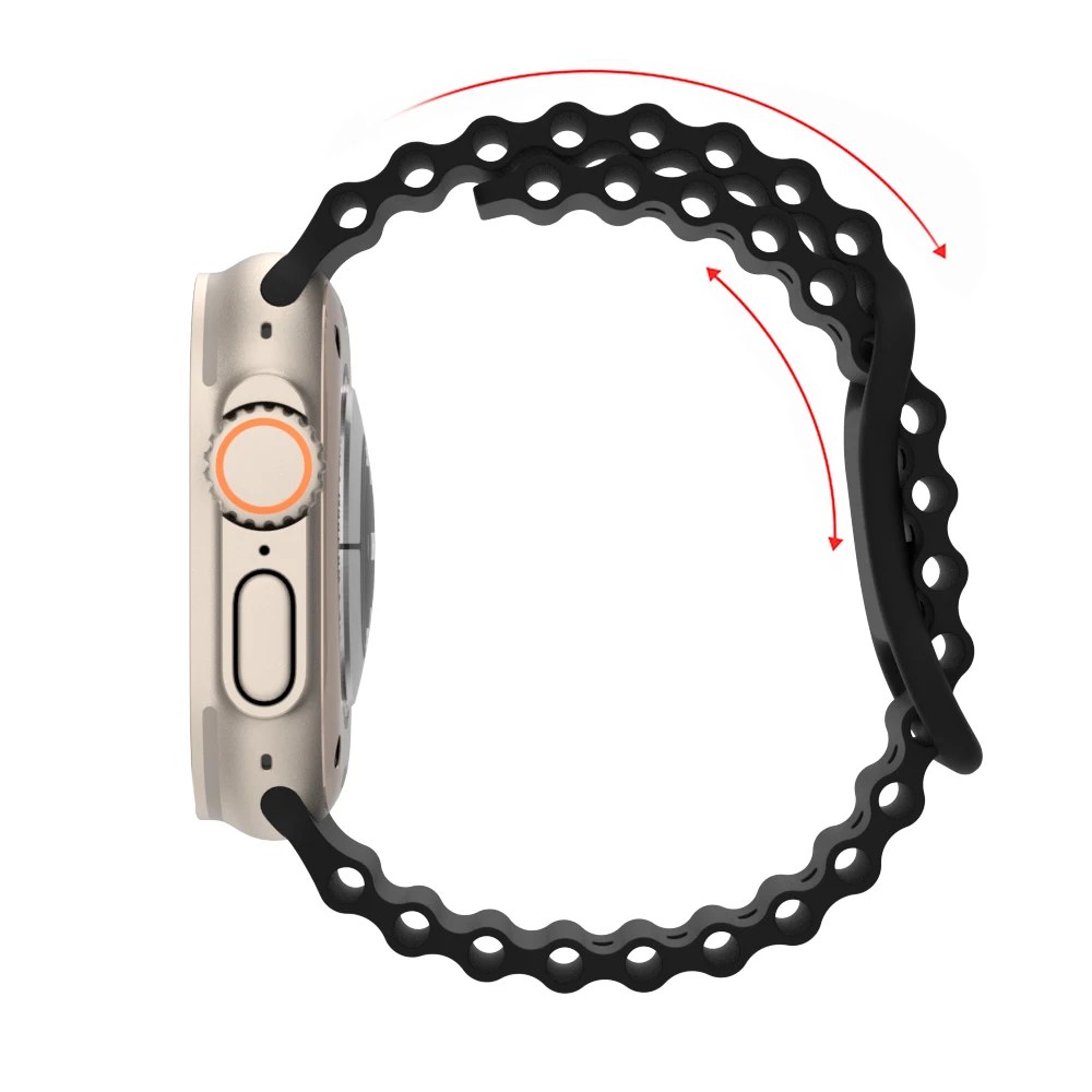 Ocean Strap For Apple Watch 8 Ultra 49mm Band 44mm 40mm 45mm 41mm 42mm 38mm Silicone Bracelet For iWatch Series7 6 5 4 3 SE Belt