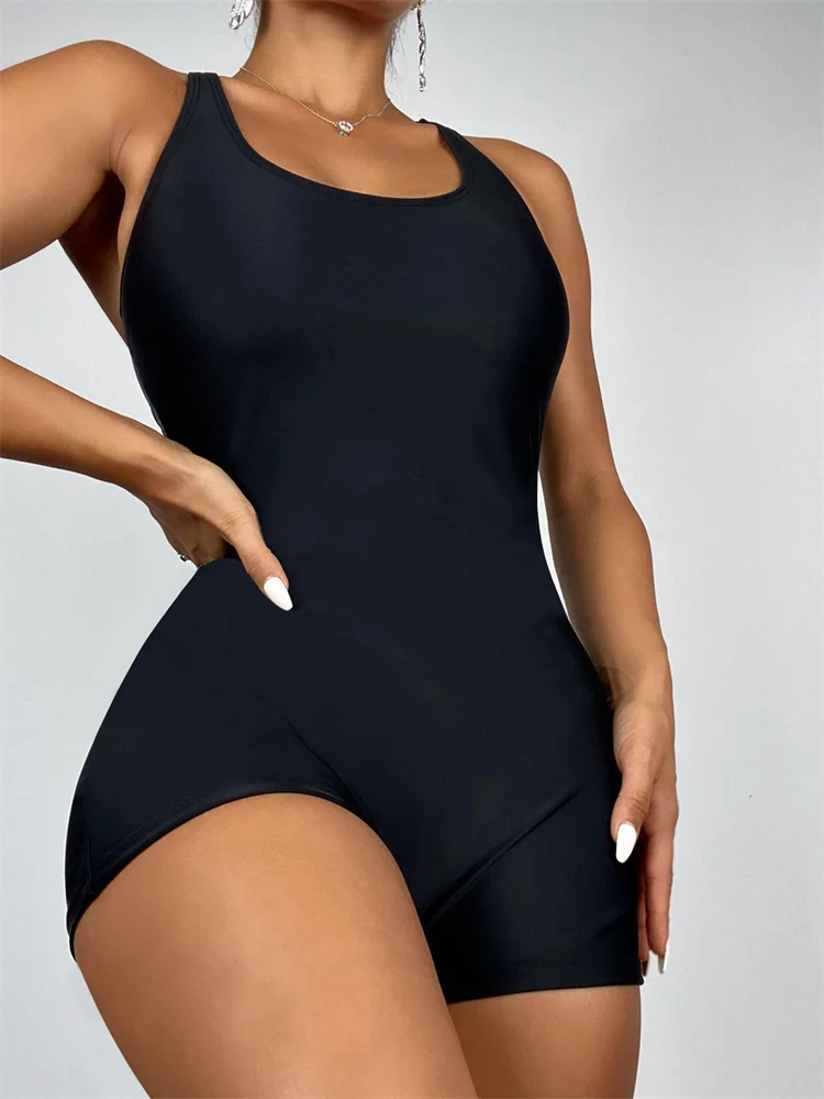

One Piece Swimsuit 2022 New Black Sling Boxer Pants Women Swimwear Sexy Bodysuit Monokini Summer Beachwear Bathing Suit Female