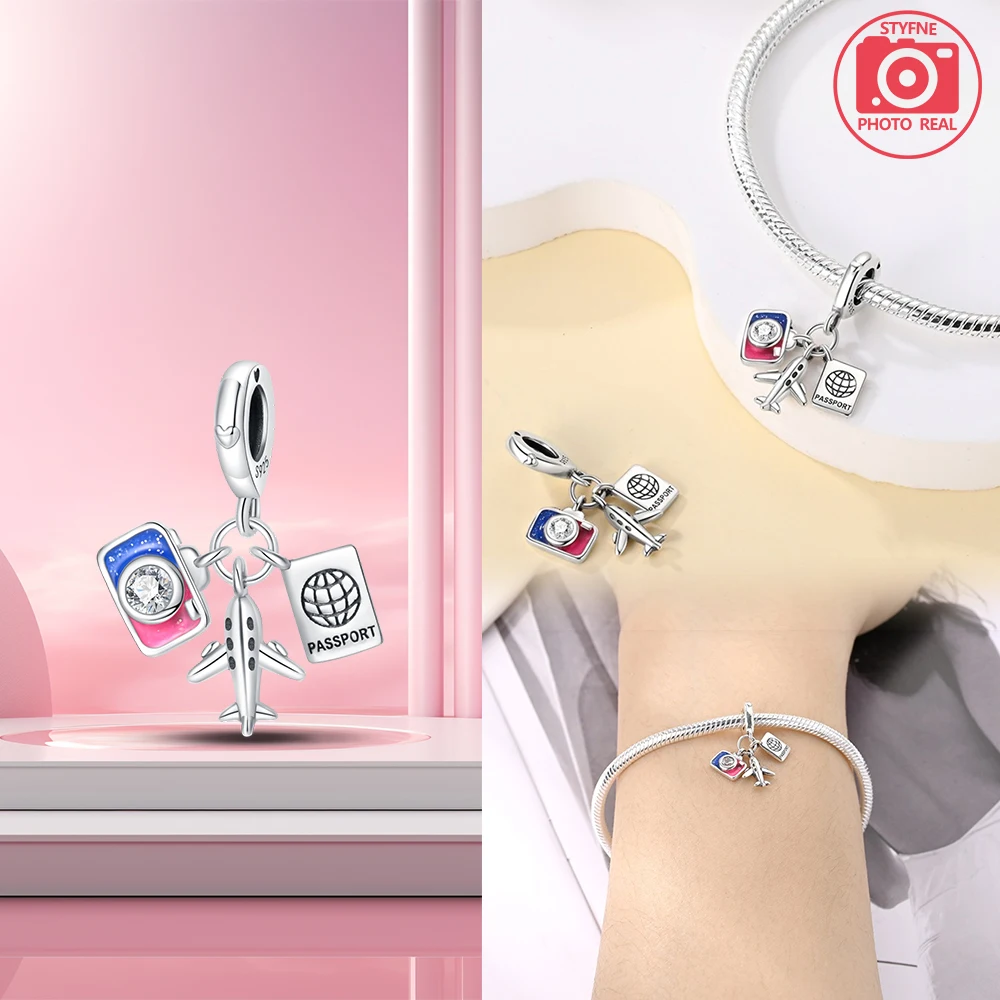 Женский комплект серебряного ожерелья с подвеской в виде самолета из 3 предметов