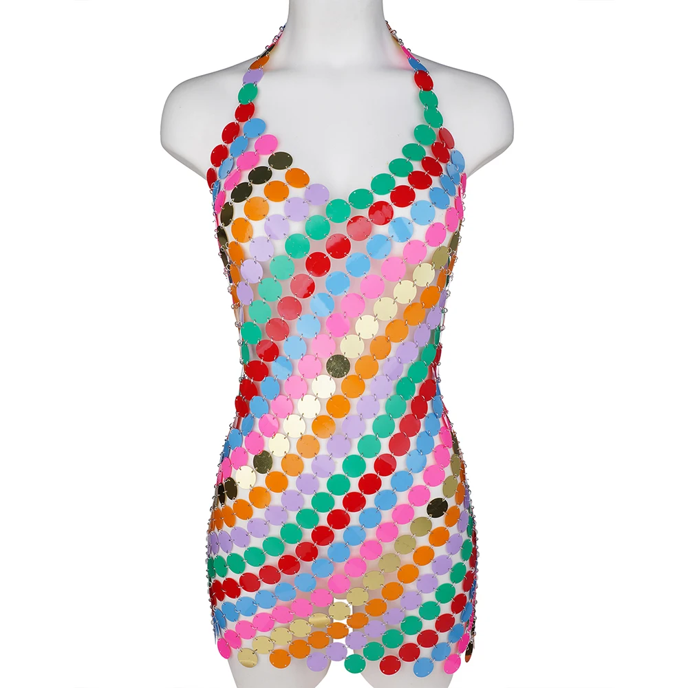 Женская Блестящая цепочка для платья сексуальная блестящая юбка с открытой