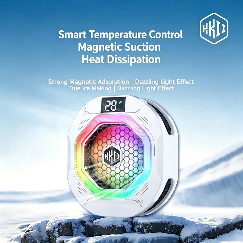 Кулер для телефона TH12 24W с ИИ-контролем температуры, RGB-подсветкой, полупроводниковый радиатор, быстрое охлаждение, бесшумный, портативный, для нескольких устройств (art.: 3920da6496342) - 3920da6496342
