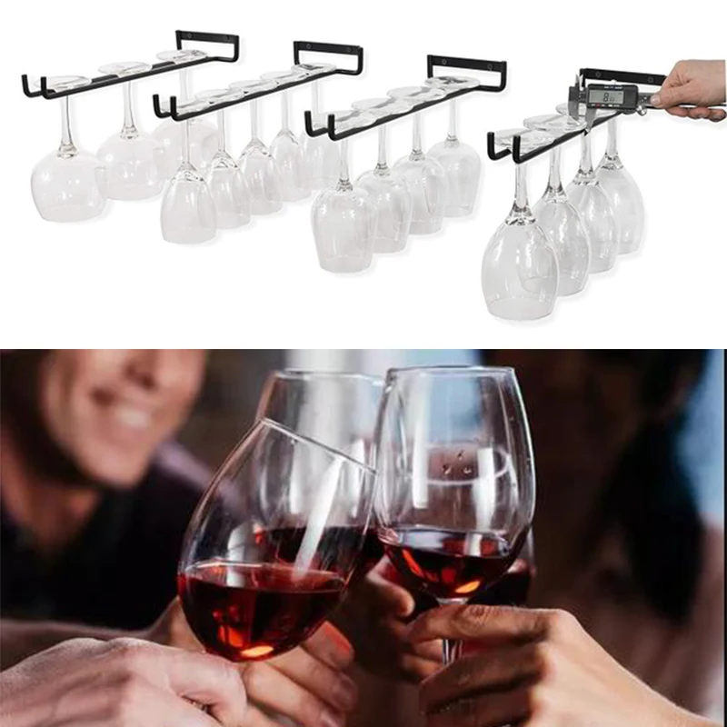 

30CM Glass Iron Rack Bar Hanger Shelf Black Wine Glasses Holder Bartender Stemware Hanging Rack Under Cabinet Stemware Organizer