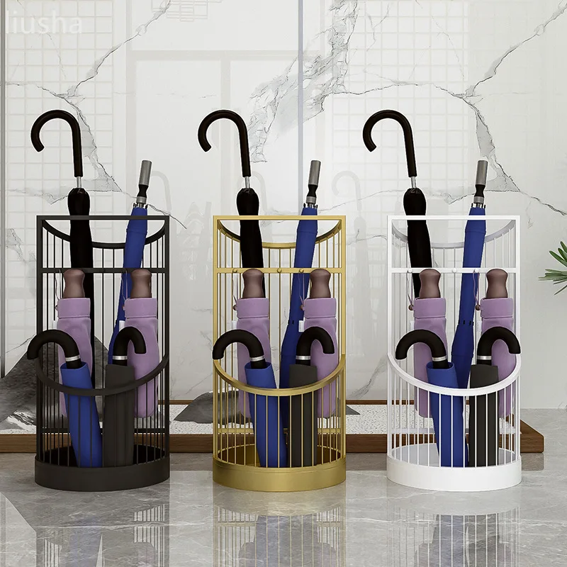 

Modern Gold Metal Umbrella Storage Rack Iron Art Household Hotel Lobby Commercial Office Door Artifact Bucket Organizer Holders