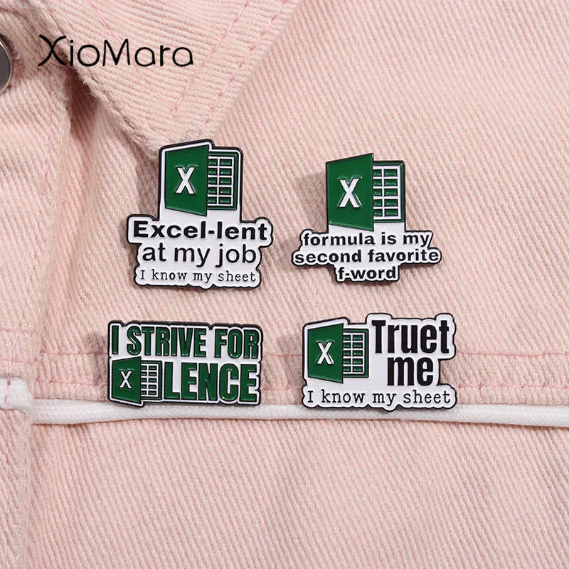 Офисное программное обеспечение Excel эмалированная заколка с логотипом