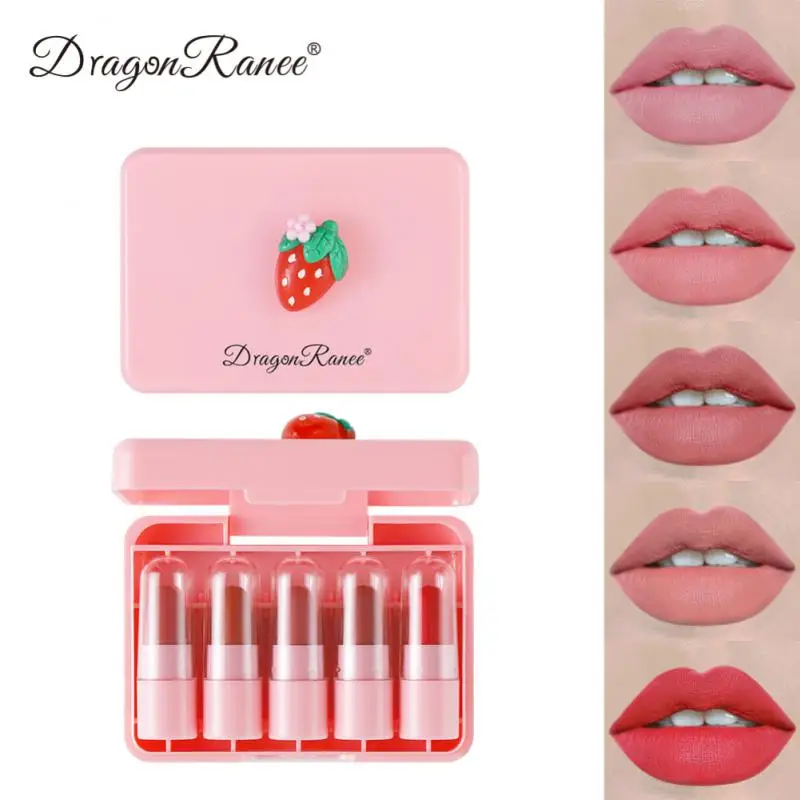 

Set Velvet Matte Lipstick Lipstick Gift Box Mini Lipstick Sample Beauty Cosmetics Strawberry Cute Lipstick Moisturizing